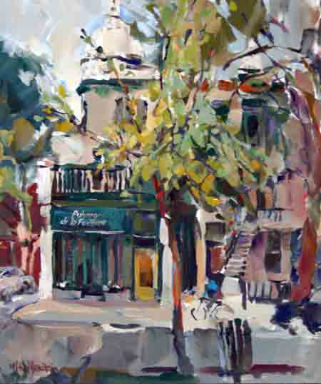 Auberge de la fontaine Acrylic 26 X 22 inches Sold