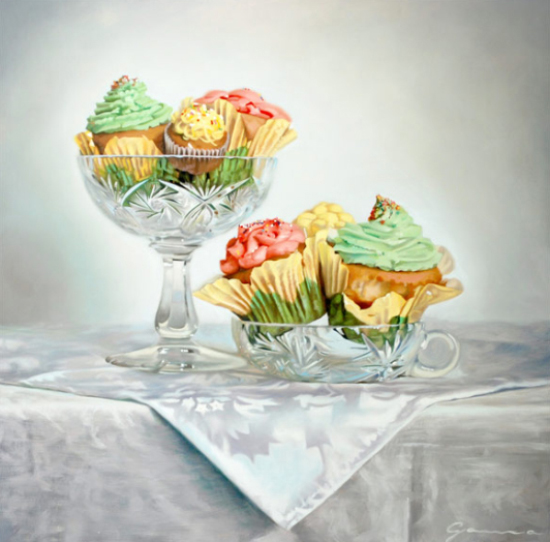 Cupcakes sur vases cristal - Guy-Anne Massicotte (2015-07-26) - Galerie Richelieu