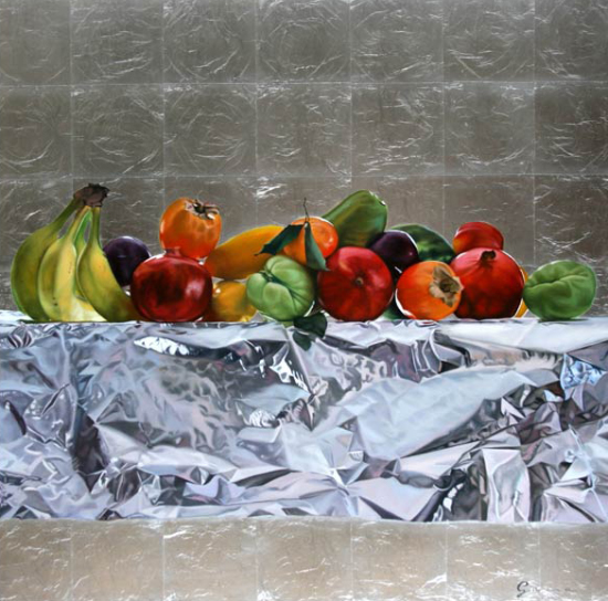 Fruits et drapé  métal - Guy-Anne Massicotte (2015-07-26) - Galerie Richelieu