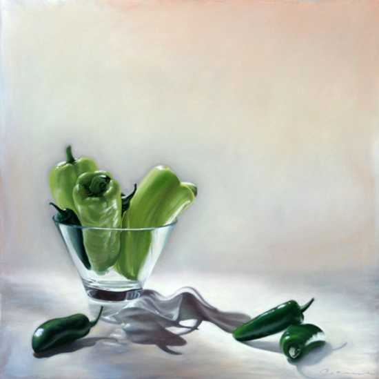 Poivrons verts en vase - Guy-Anne Massicotte (2014-05-01) - Galerie Richelieu
