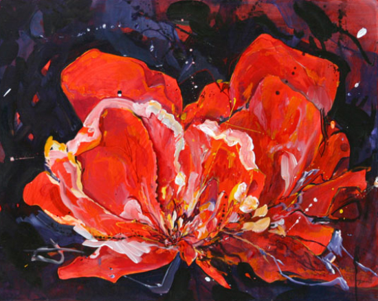 Floral en rouge - Geneviève Pratte (2017-12-28) - Galerie Richelieu