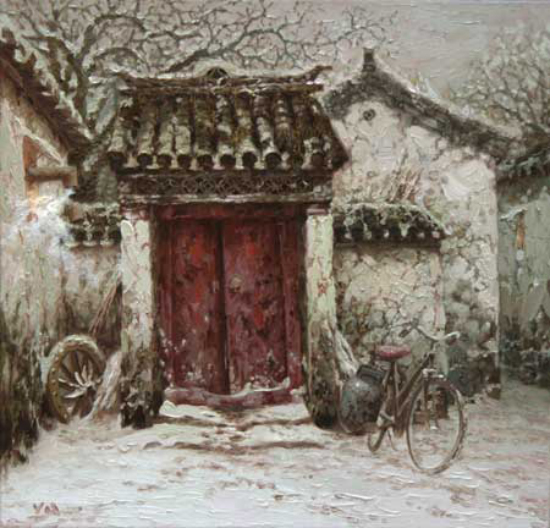 Porte rouge et neige - Xiaoyang Yu (2012-01-10) - Galerie Richelieu